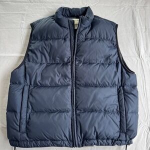 Eddie Bauer Mens Goose Down‎ Puffer Vest Navy Blue Large Full Zip Winter Gilet